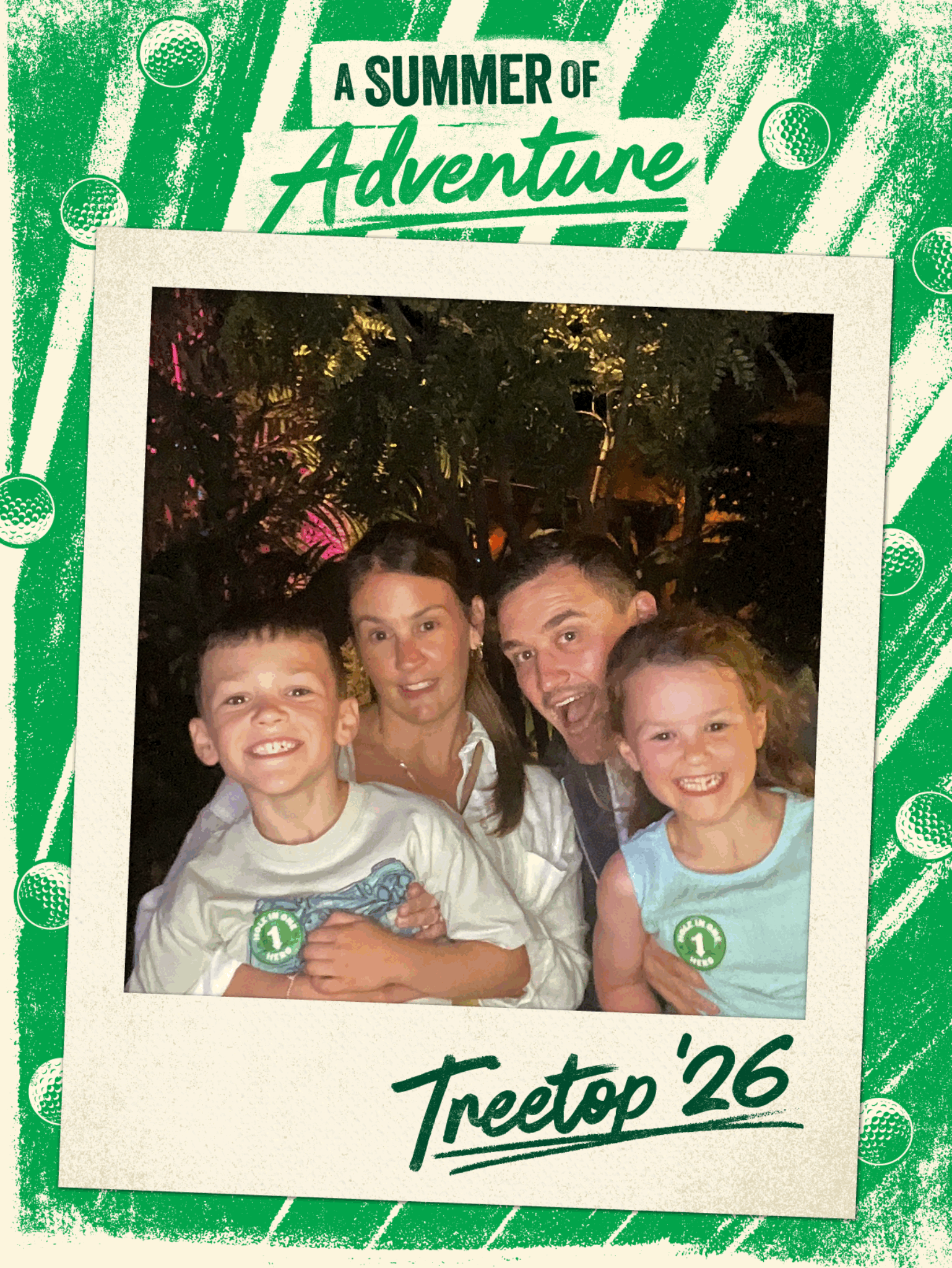 Dan, Lisa, Abbie and Alfie on a family day out at Treetop Adventure Golf